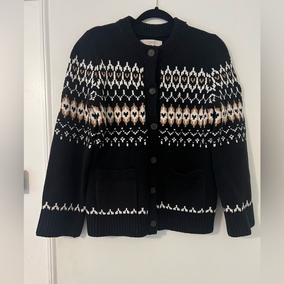 NWT LOFT Black Patterned Women's Sweater cotton blend size M (SKU D-118) - Picture 1 of 9